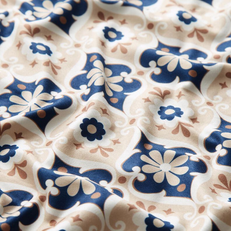 Jersey con ornamenti floreali – beige/blu marino,  image number 2