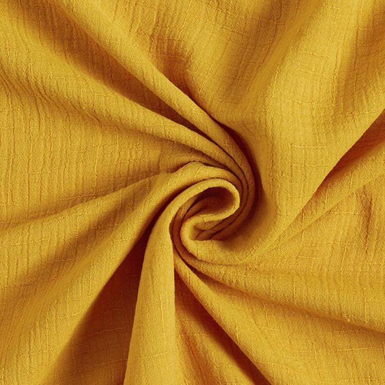 bambù mussolina / tessuto doppio increspato struttura – giallo curry,  image number 1