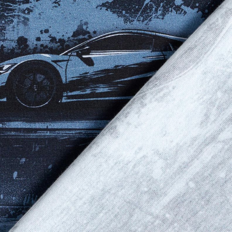 jersey di cotone Auto da corsa stampa digitale – nero-azzurro,  image number 4