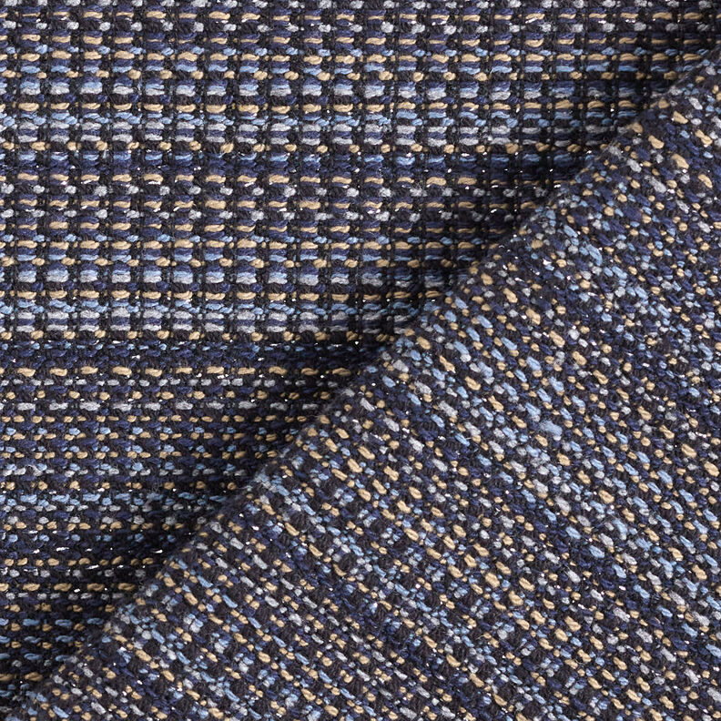 Tessuto per cappotto testurizzato filato glitterato – blu notte/duna,  image number 5