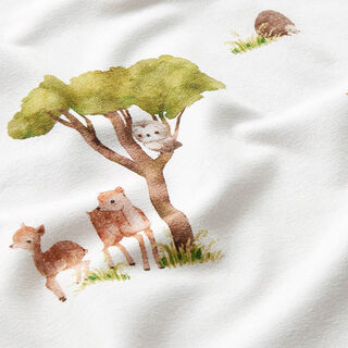 jersey di cotone Animali della foresta stampa digitale – bianco lana, 