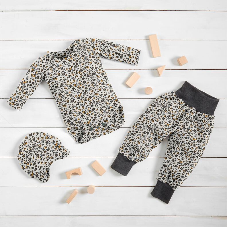 jersey di cotone Piccoli fiorellini – bianco lana/colore blu jeans, image number 6