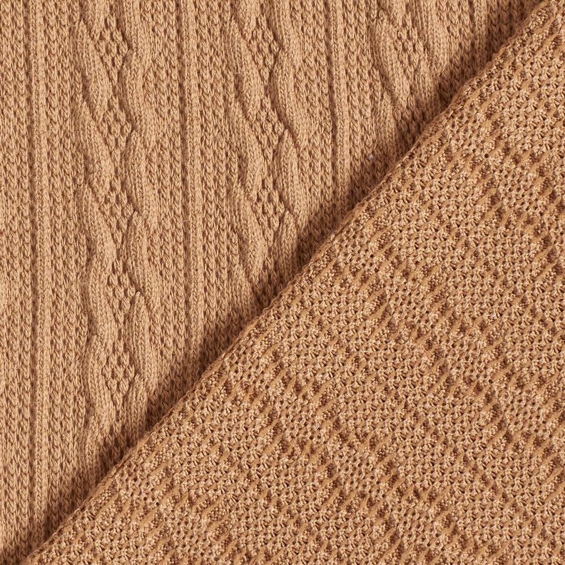 tessuto in maglia Motivo a treccia – marrone capriolo, image number 4