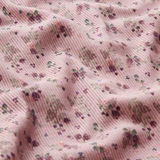 maglia a coste Bei fiorellini stampa digitale – violetto pastello, 