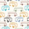 French terry, felpa estiva Autobus colorati – bianco lana,  thumbnail number 1