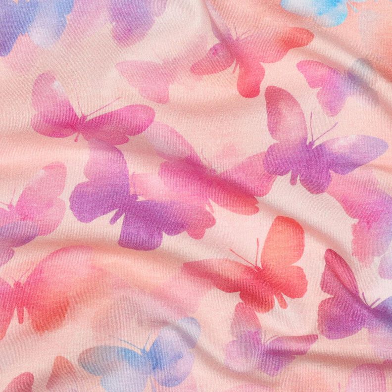 jersey di cotone farfalle colorate stampa digitale | Poppy Fabrics – rosé/blu,  image number 2