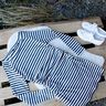 jersey a coste Righe trasversali tinte in filo – bianco lana/blu marino | Resto 100cm,  thumbnail number 7