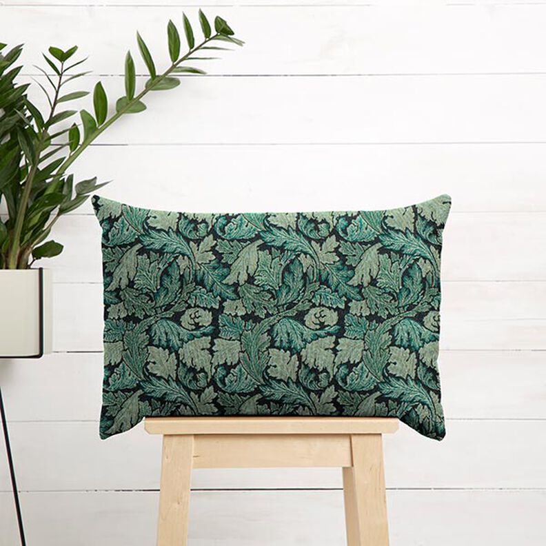tessuto arredo gobelin motivo di foglie barocco – verde scuro/canna palustre,  image number 5