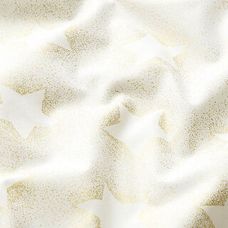tessuto in cotone popeline Polvere di stelle d’oro – bianco lana/oro, 