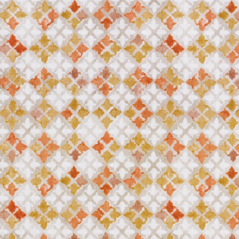 popeline di cotone Motivo a piastrelle orientali stampa digitale – grigio nebbia/rame,  image number 1