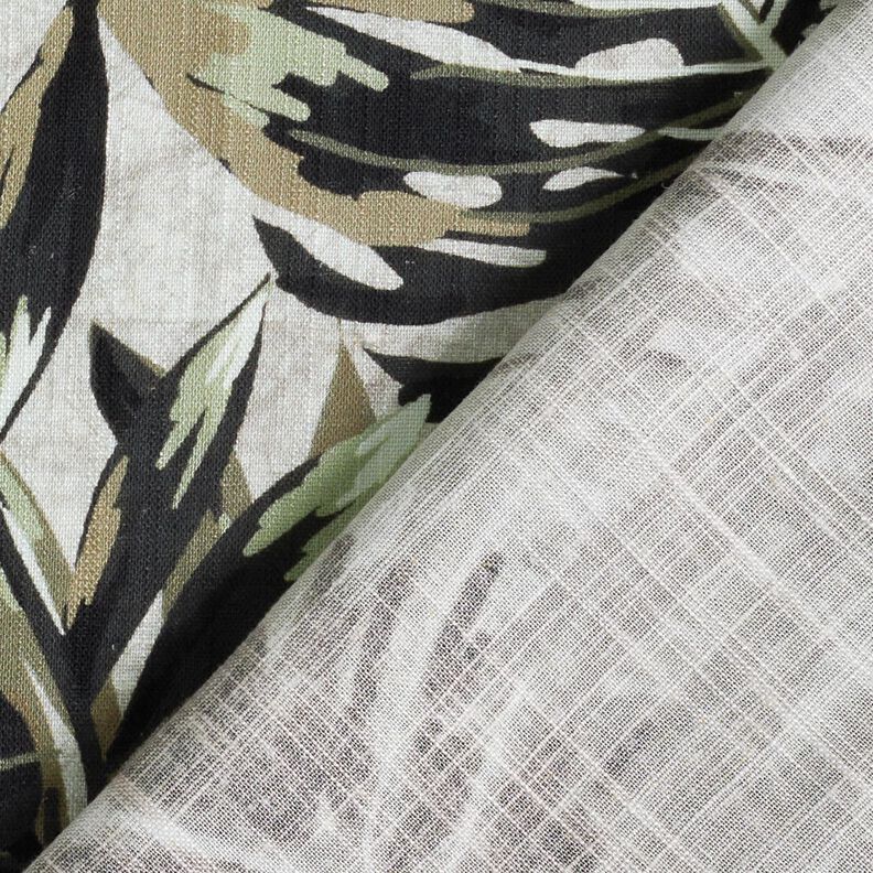 misto lino viscosa Stampa digitale Monstera – grigio nebbia/cachi chiaro,  image number 4