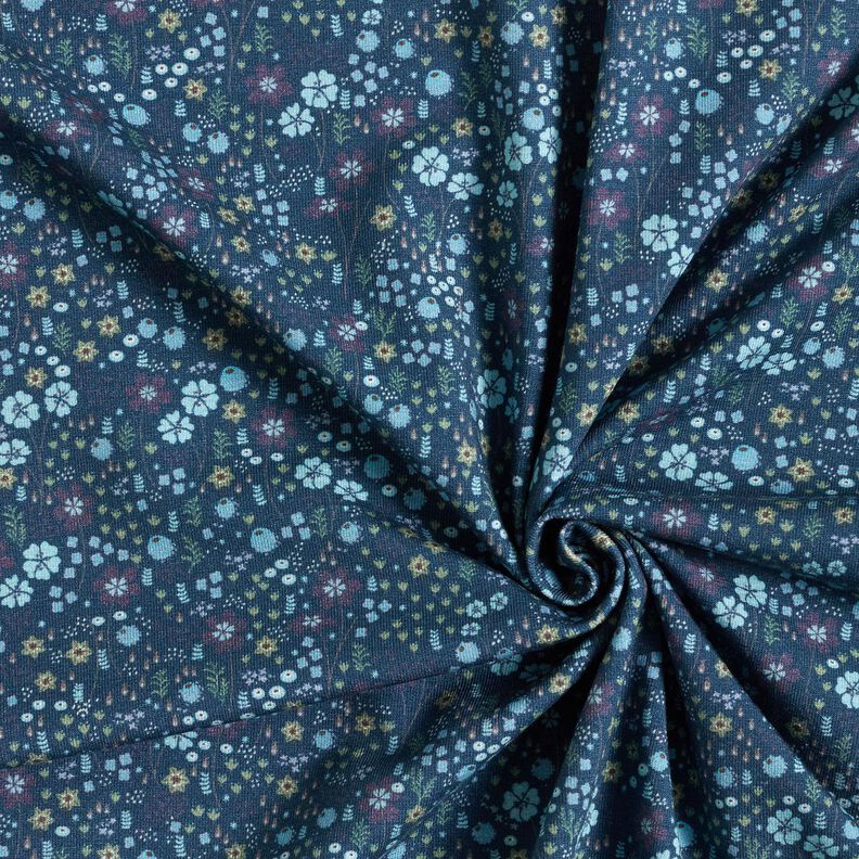 jersey di cotone Prato di fiori di bosco stampa digitale – blu notte,  image number 3