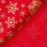 tessuto in cotone popeline Cristalli di neve – rosso/oro,  thumbnail number 4
