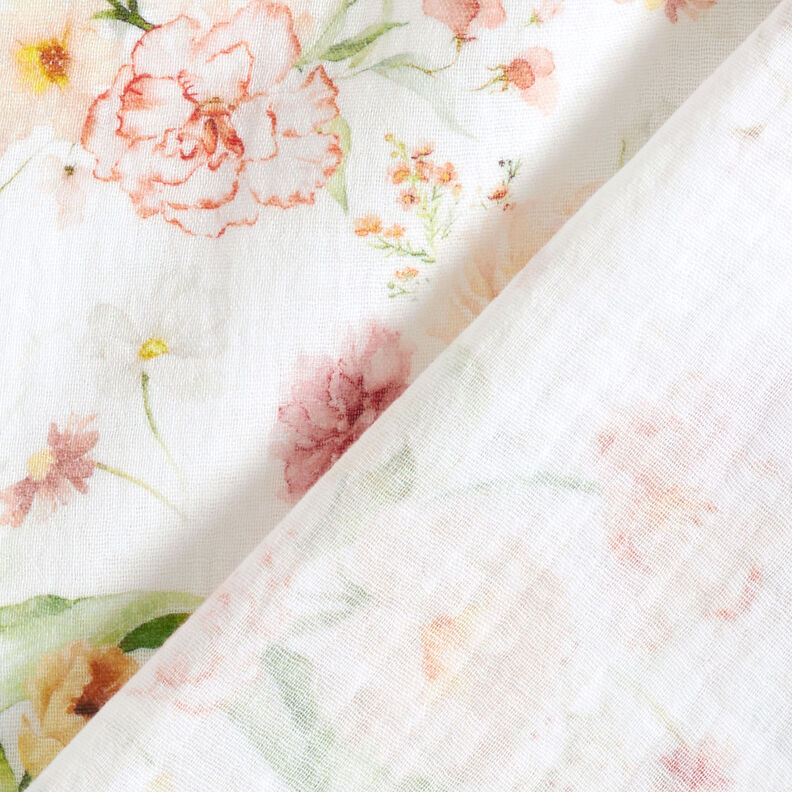 mussolina / tessuto doppio increspato Mazzi di fiori stampa digitale – bianco lana,  image number 4