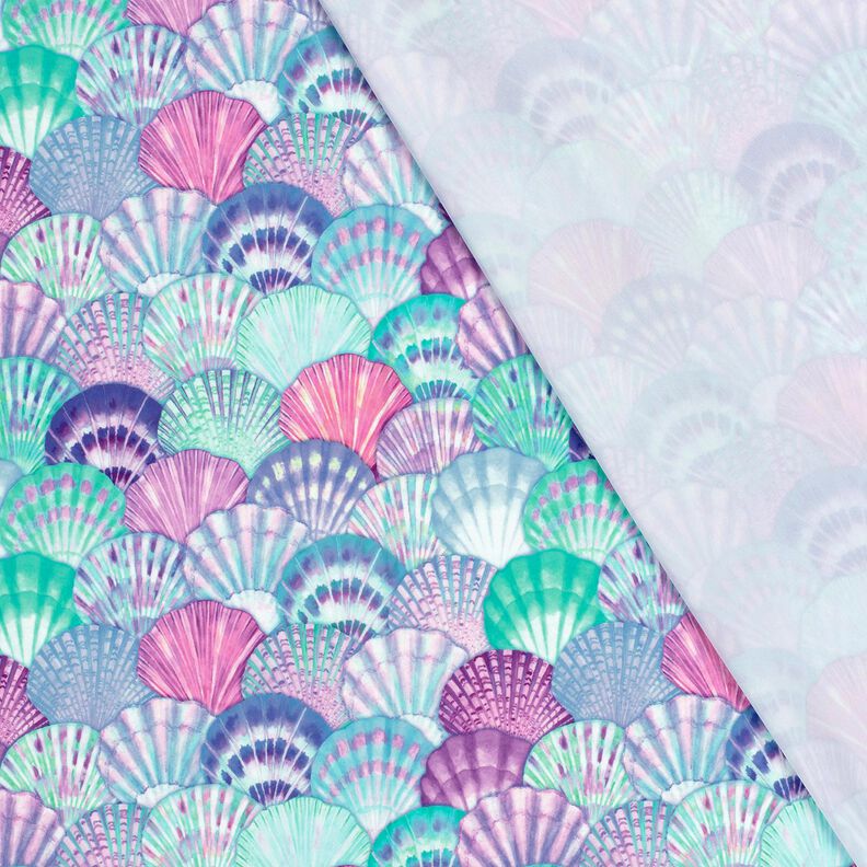 tessuto per costumi da bagno UPF50 Conchiglie – azzurro/lilla bluastro,  image number 4