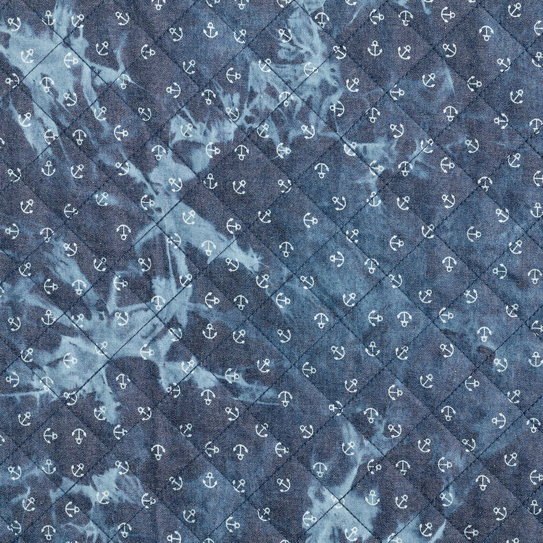Tessuto Chambray trapuntato con ancora batik – colore blu jeans,  image number 6