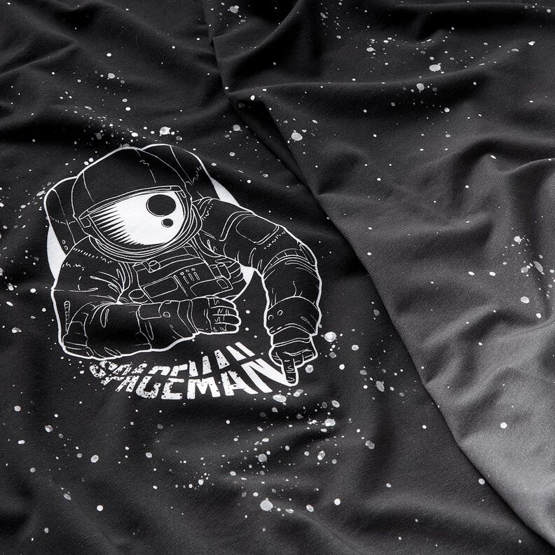 French terry taglio di tessuto Spaceman | Glitzerpüppi – nero/bianco, image number 2