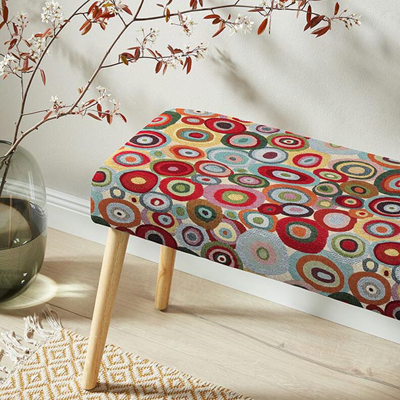 tessuto arredo gobelin Cerchi colorati – beige chiaro/rosso carminio, image number 6