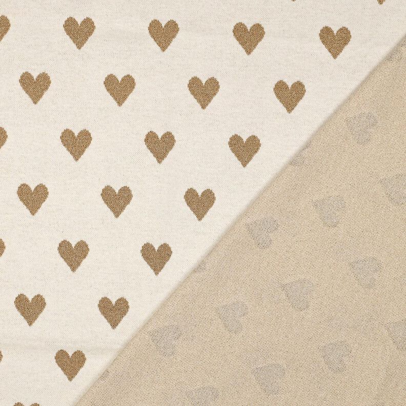 jersey jacquard Cuori scintillanti | Poppy Fabrics – naturale/oro effetto metallizzato, image number 4
