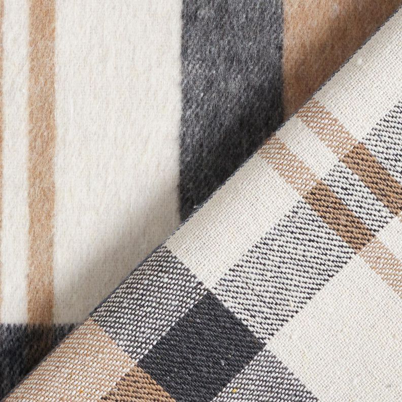 Tessuto per cappotto garzato a quadri scozzesi – azzurro/beige,  image number 4
