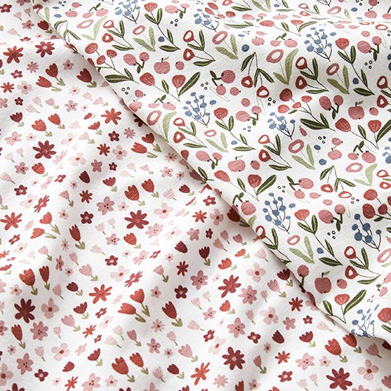 jersey di cotone prato fiorito con piccole mele – bianco lana,  image number 5