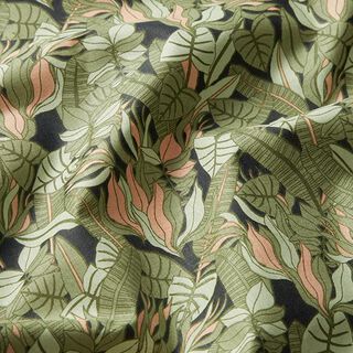 tessuto in cotone cretonne foglie tropicali – nero/verde, 