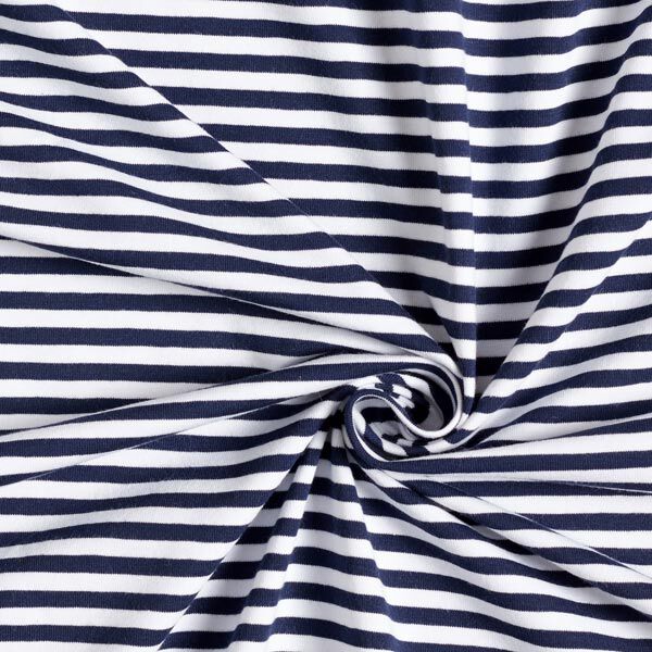 jersey di cotone righe sottili – blu marino/bianco,  image number 4