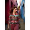 tessuto in viscosa stretch Line Layers | Nerida Hansen – rosso merlot/arancione,  thumbnail number 5