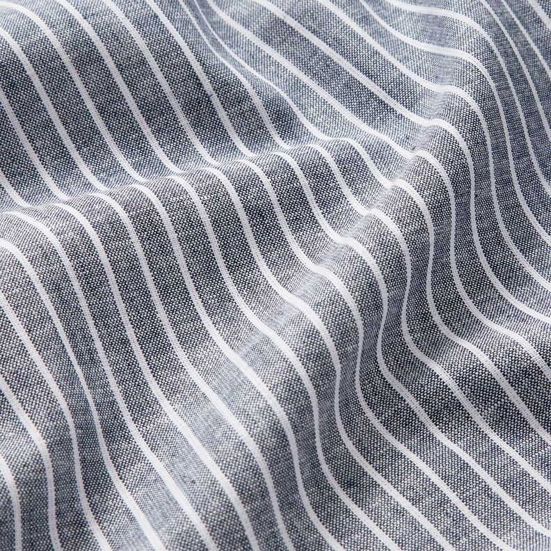 misto cotone-lino righe ampie – blu notte/bianco, image number 2