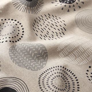 tessuto arredo mezzo panama cerchi dipinti – grigio/naturale, 