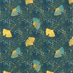 tessuto in cotone cretonne ginkgo – petrolio, 