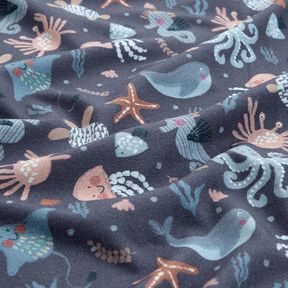jersey di cotone Simpatici animali marini stampa digitale | Poppy Fabrics – blu notte, 