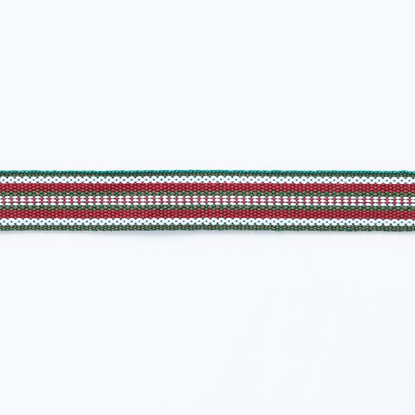 nastro tessuto motivo etnico [ 15 mm ] – verde scuro/rosso Bordeaux,  image number 1