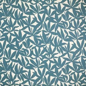 tessuto arredo mezzo panama Semplici foglie – blu oceano/naturale, 