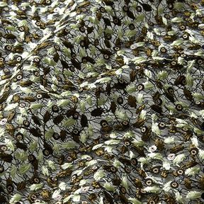 Tessuto in pizzo tralci floreali e paillettes – nero/verde oliva, 