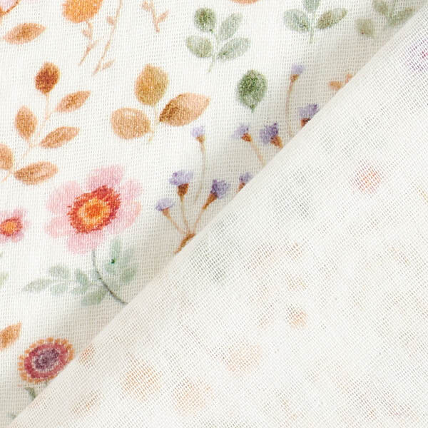 mussolina / tessuto doppio increspato Prato fiorito multicolore stampa digitale – bianco lana,  image number 4