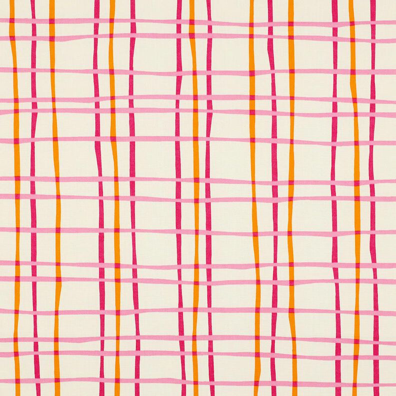popeline di cotone Quadri ondulati | Poppy Fabrics – crema/rosa,  image number 1