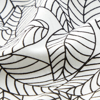 jersey di cotone, foglie disegnate – bianco/nero, 