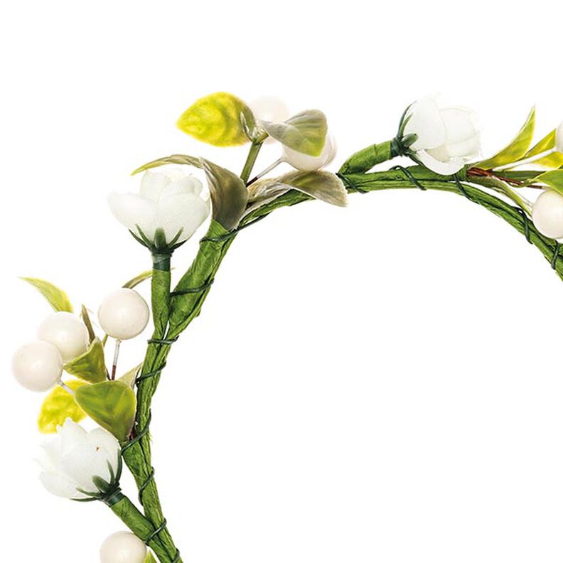 corona decorativa con fiori e bacche [Ø 9 cm/ 14 cm] – bianco/verde,  image number 2
