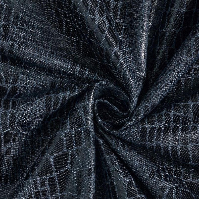 Denim in viscosa effetto rettile – nero-azzurro, image number 3