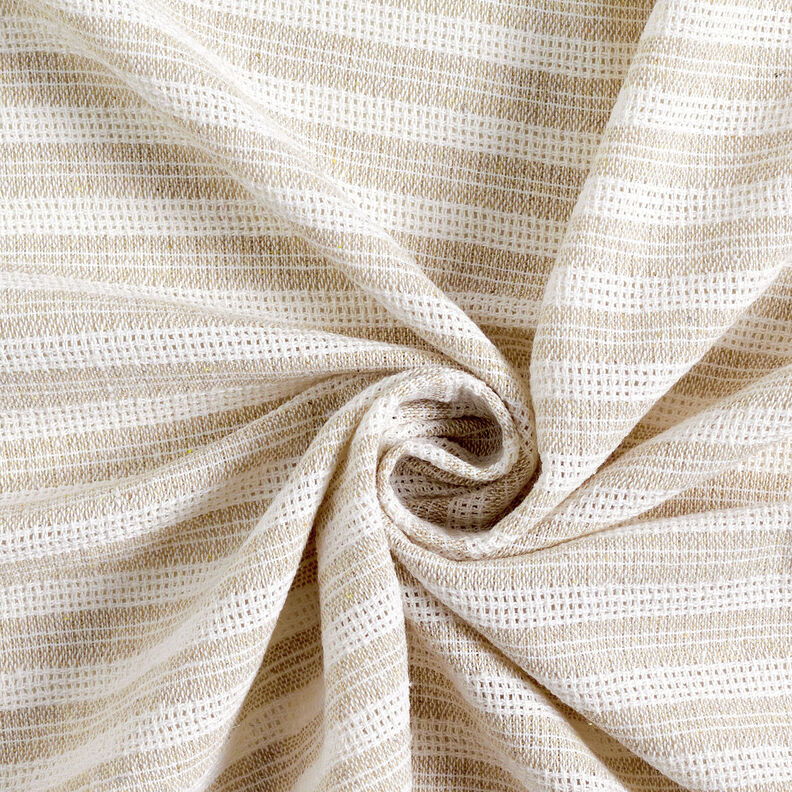 Tessuto di cotone con struttura a griglia a righe trasversali – beige/bianco, image number 4