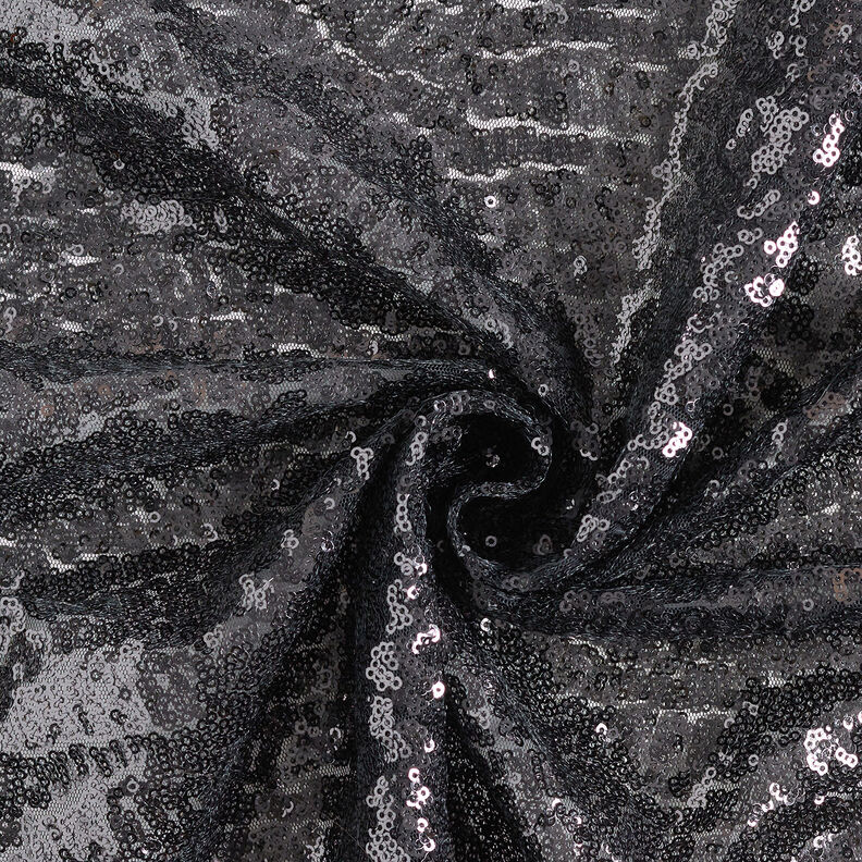 Tessuto micro paillettes in tinta unita – nero,  image number 4