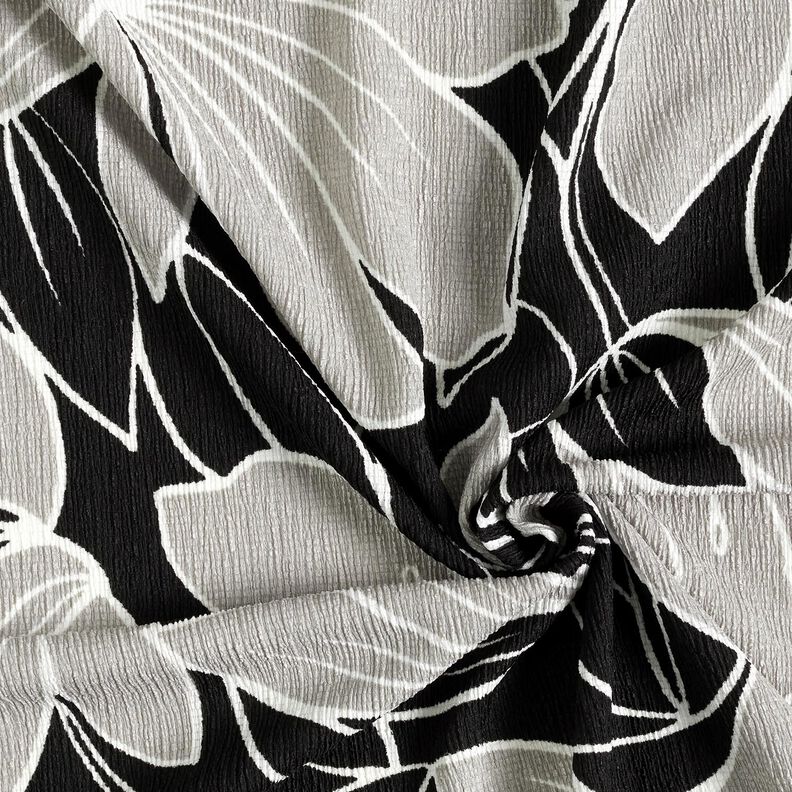 Grandi fiori in crêpe elasticizzato – nero/grigio chiaro, image number 3