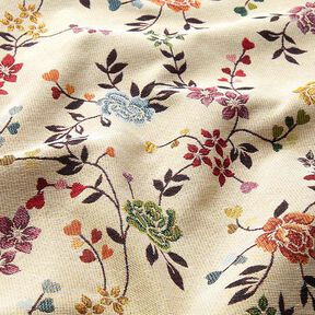 tessuto arredo gobelin Tralci di rose – beige chiaro/rosso, 