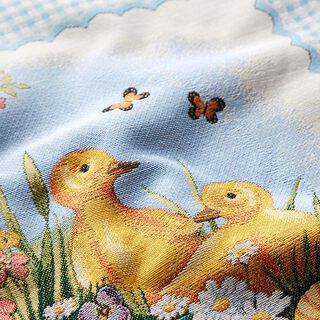 taglio di tessuto arredo gobelin pulcini e uova di Pasqua – azzurro, 