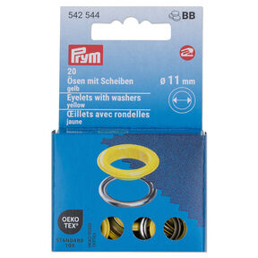Occhielli con rondelle [20 pezzi | Ø 11 mm] | Prym – giallo/argento effetto metallizzato, 