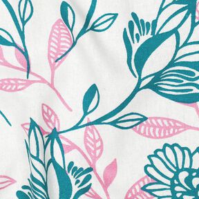 misto lino viscosa Fiori | Poppy Fabrics &ndash; avorio/turchese, 