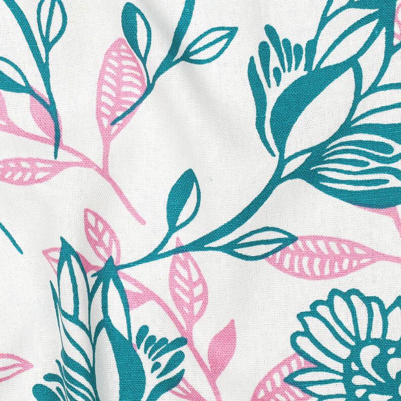 misto lino viscosa Fiori | Poppy Fabrics – avorio/turchese,  image number 2