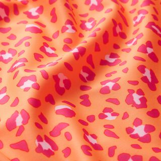 Tessuto per costumi da bagno con stampa leopardata – arancio pesca/rosa fucsia acceso, 