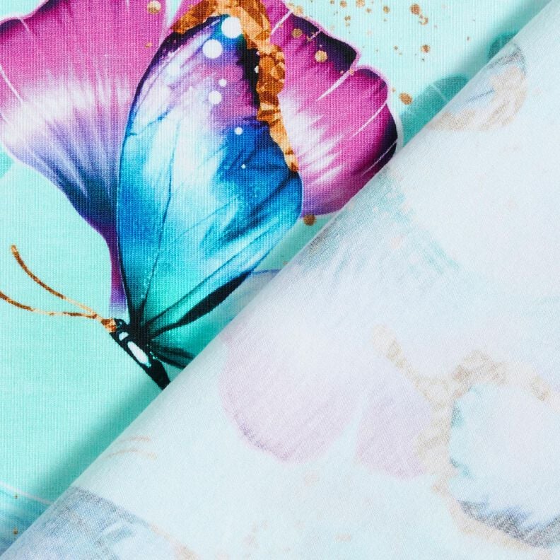 jersey di cotone Farfalle di Ginkgo | Glitzerpüppi  – blu ghiaccio,  image number 4